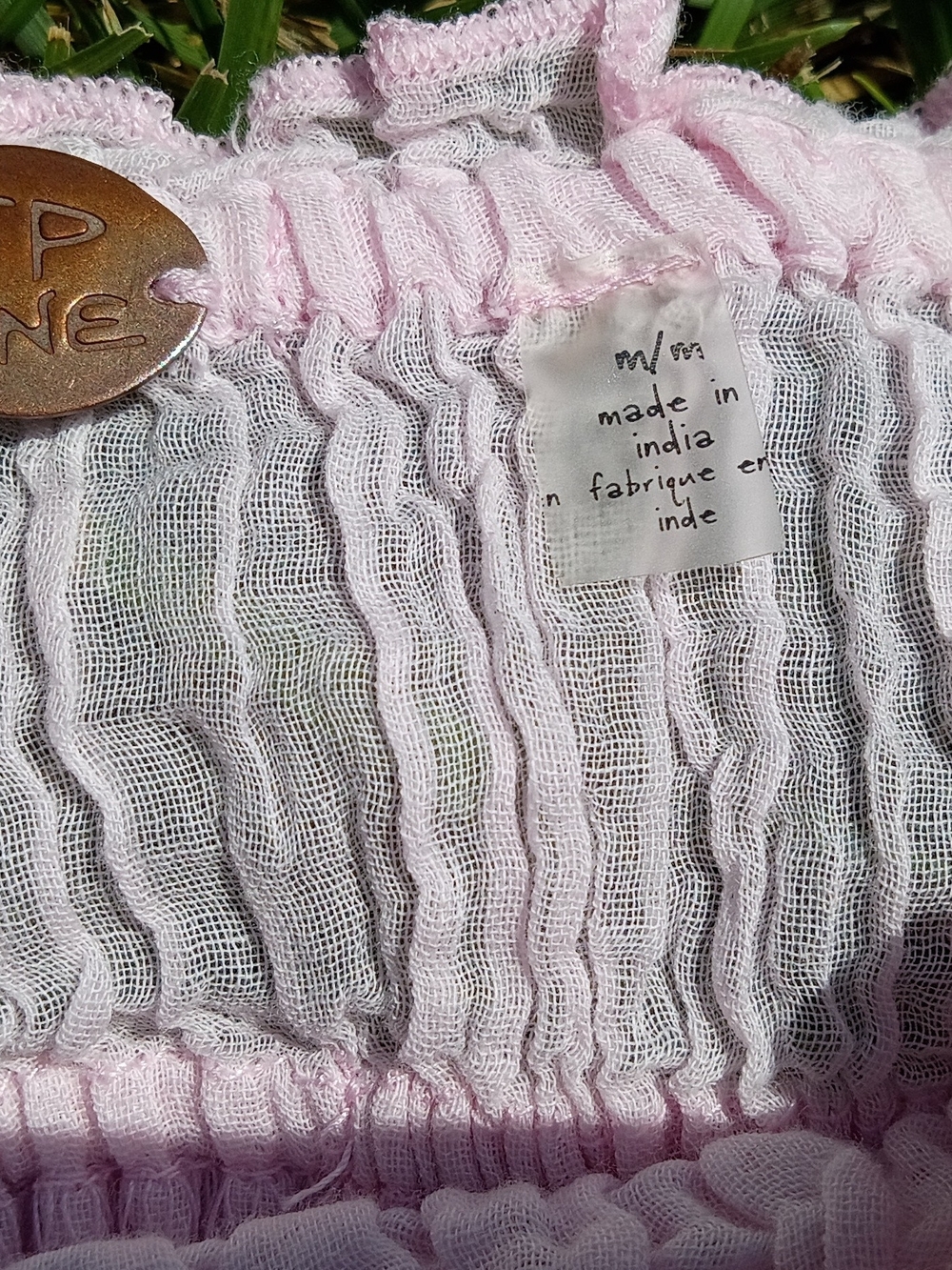 FP Coastal Cottage Smocked Gauze Crop Top Blush Pink Boho Beach Fairy Coquette M - Picture 2 of 8